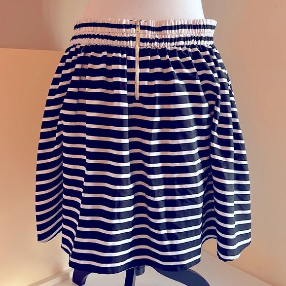 Vanity Women’s Large Black White Stripe Modern Skater Mini Skirt with Pockets! - Picture 3 of 7